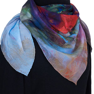 Spring is Coming, 35-inch Square Italian Silk Scarf, Silk Georgette
