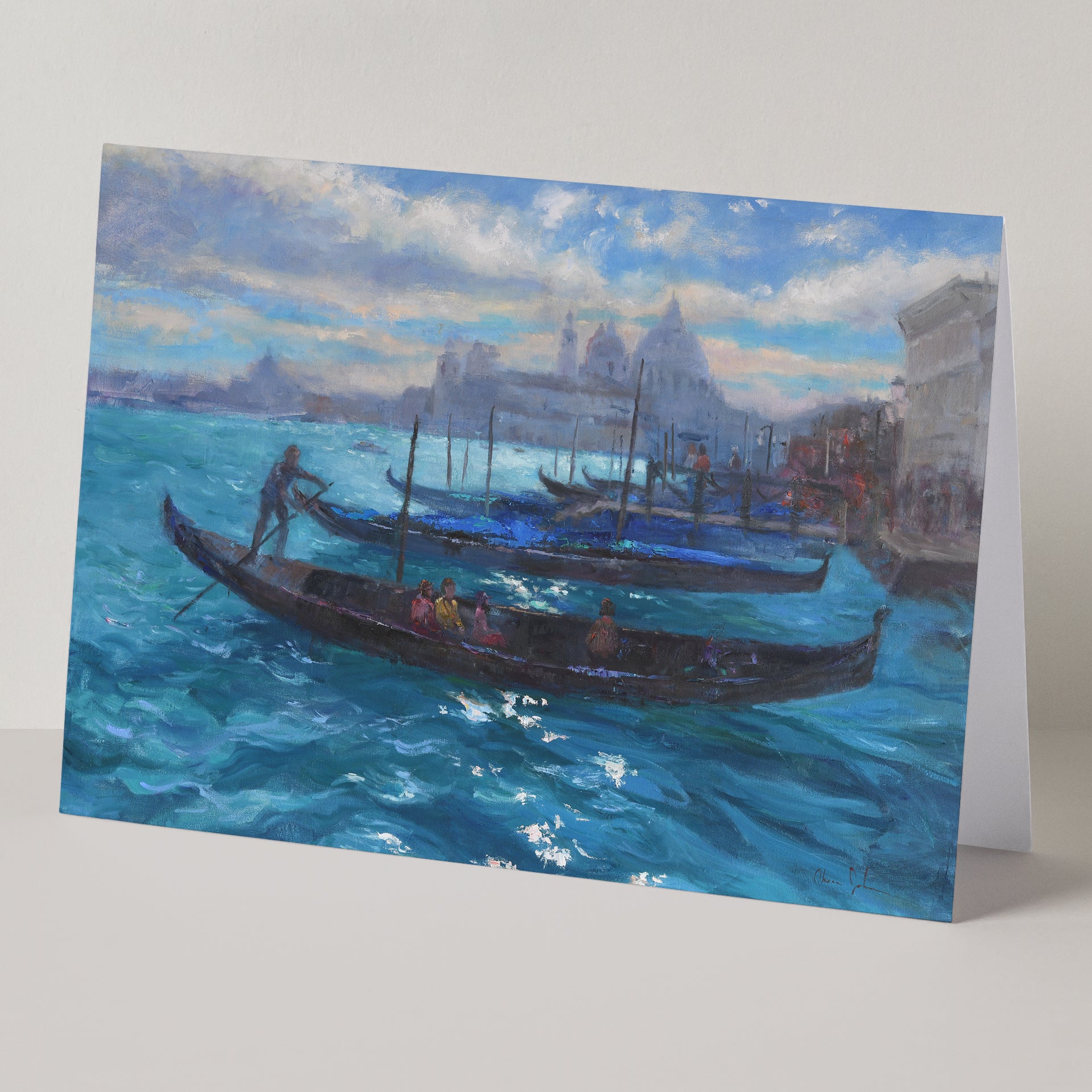 Fine art card set of 5 all-occasion 5x7 cards, based on original oil paintings of Venice, Italy, by American impressionist artist Oksana Johnson