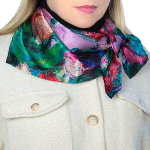 Enchanted Garden, 25.5-inch Square Italian Silk Scarf