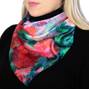 Enchanted Garden, 25.5-inch Square Italian Silk Scarf