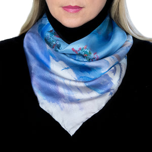 Serene Escape, 25.5-inch Square Italian Silk Scarf