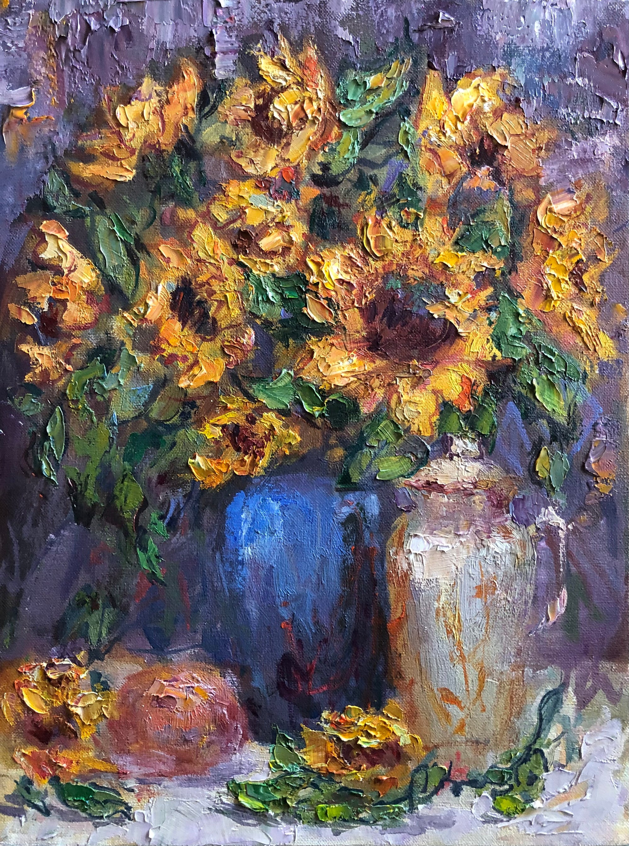 Sunflowers and Coffee Pot - SOLD