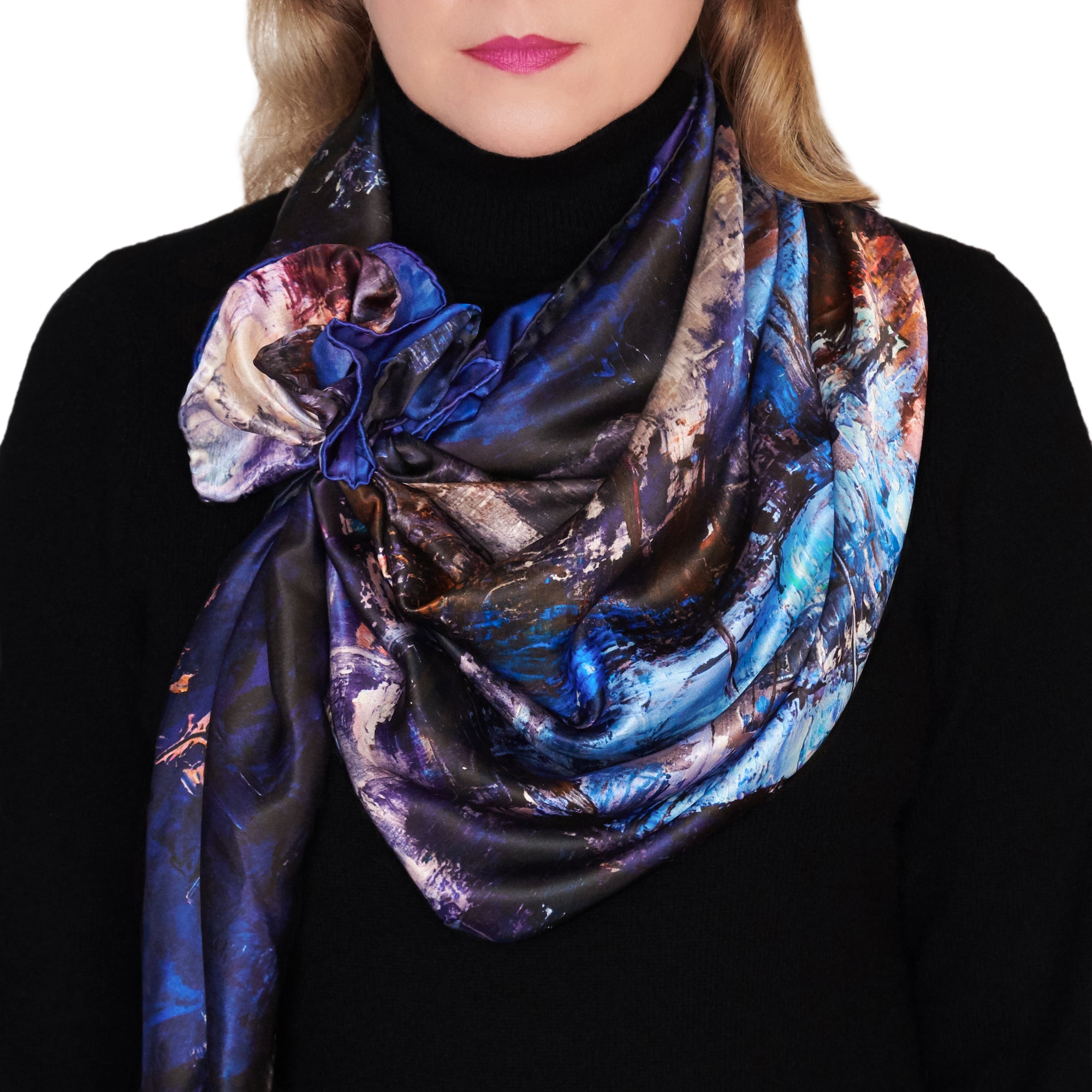 Lights of the City, 43-inch Square Italian Silk Scarf