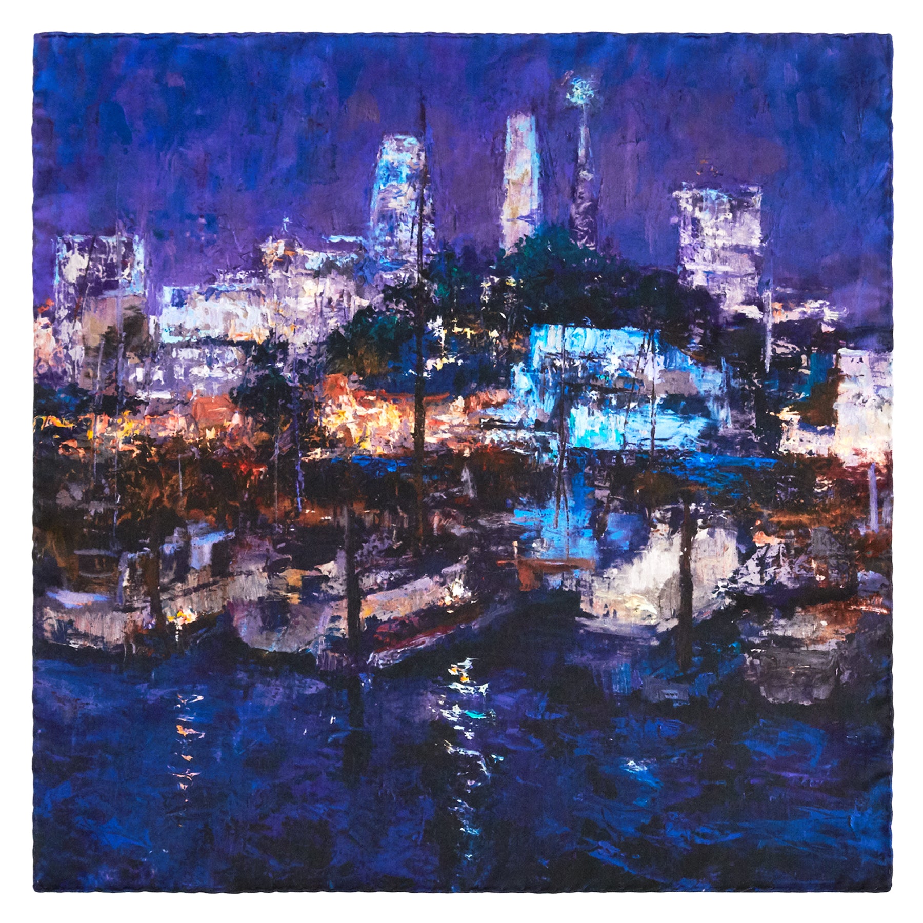 Lights of the City, 35-inch Square Italian Silk Scarf