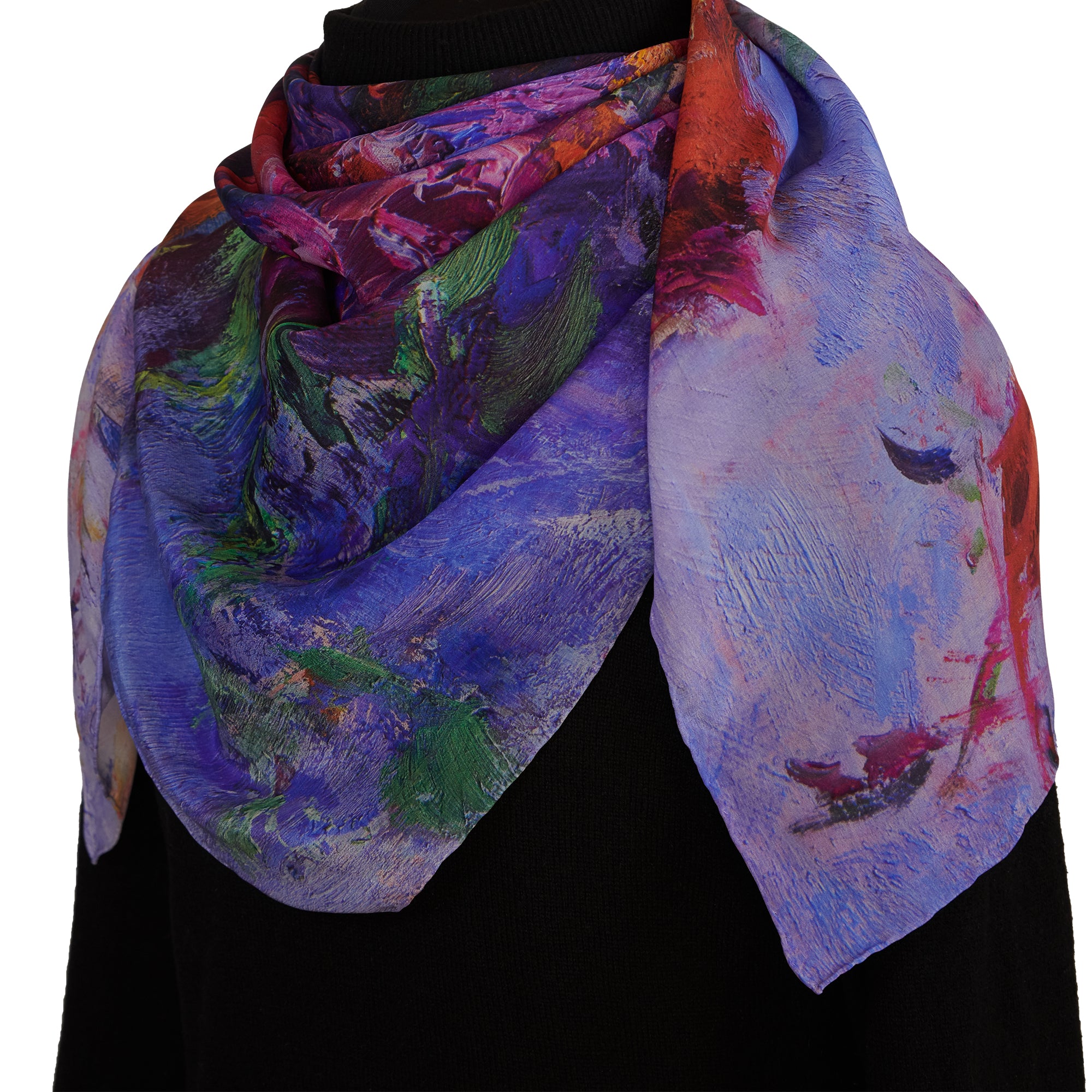 Oksana_LavenderDream_ItalianSilkScarf_Purple_110x110cm_OksanaFineArtDesign_6_Impressionist