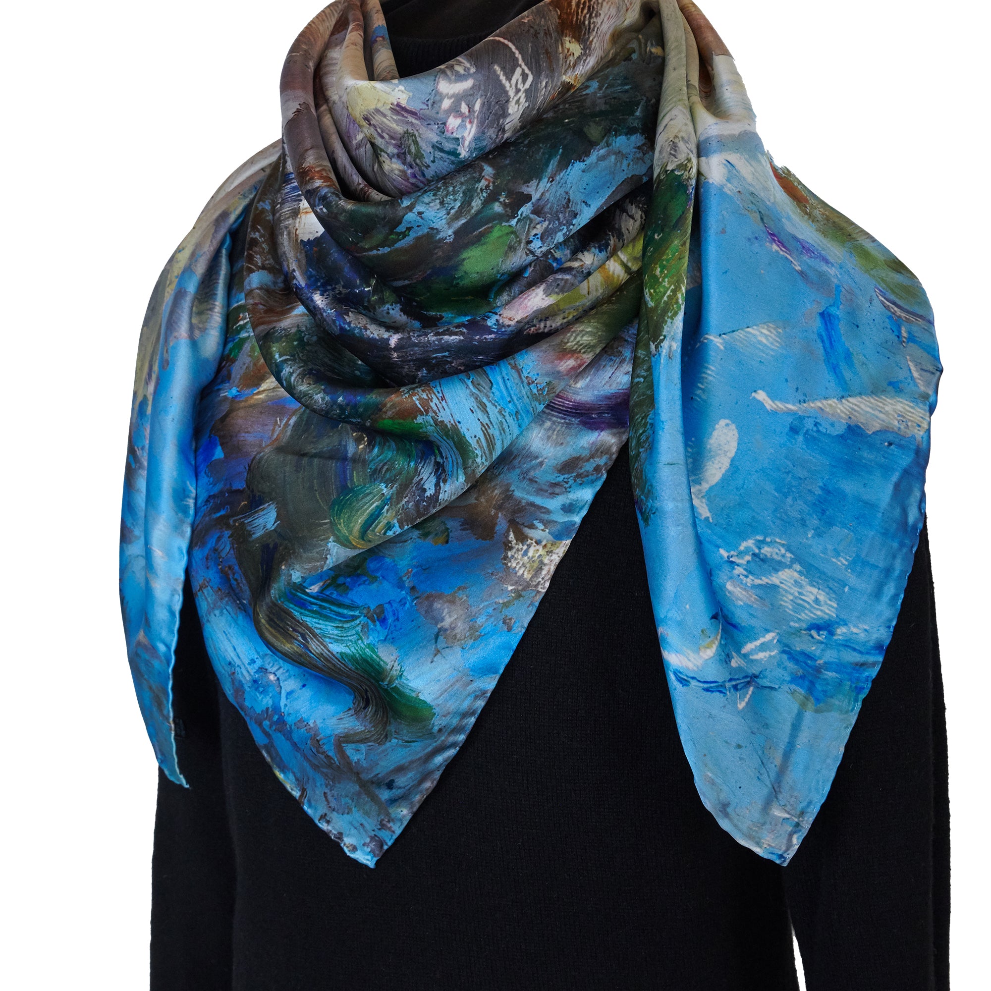 Oksana_WhiteMagnolias_ItalianSilkScarf_LightBlue_110x110cm_OksanaFineArtDesign_4_Impressionist