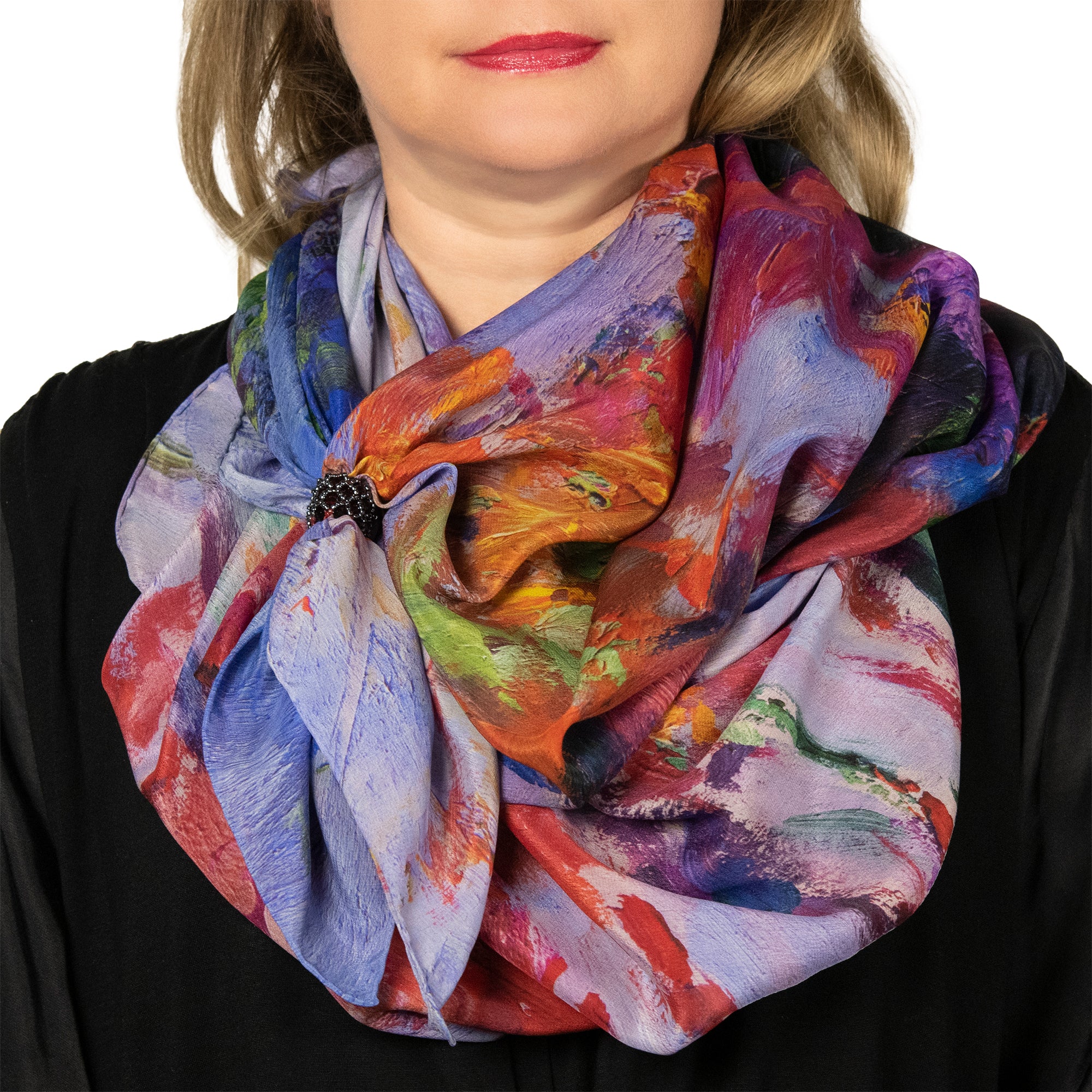 Oksana_LavenderDream_ItalianSilkScarf_Purple_110x110cm_OksanaFineArtDesign_2_Impressionist