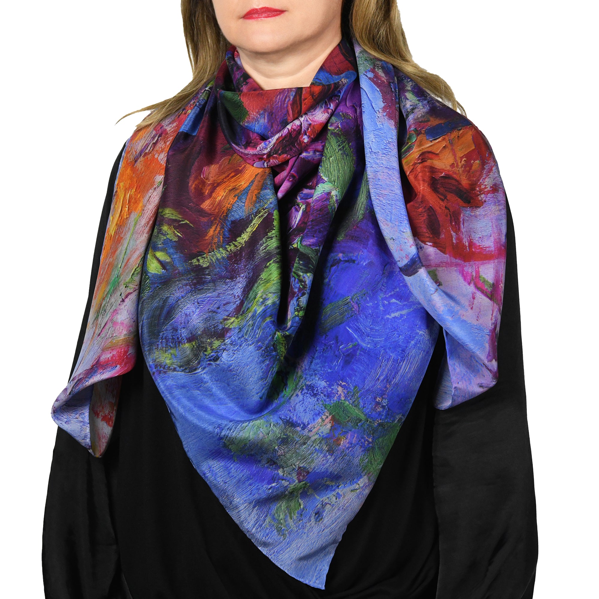 Oksana_LavenderDream_ItalianSilkScarf_Purple_135x135cm_OksanaFineArtDesign_3_Impressionist